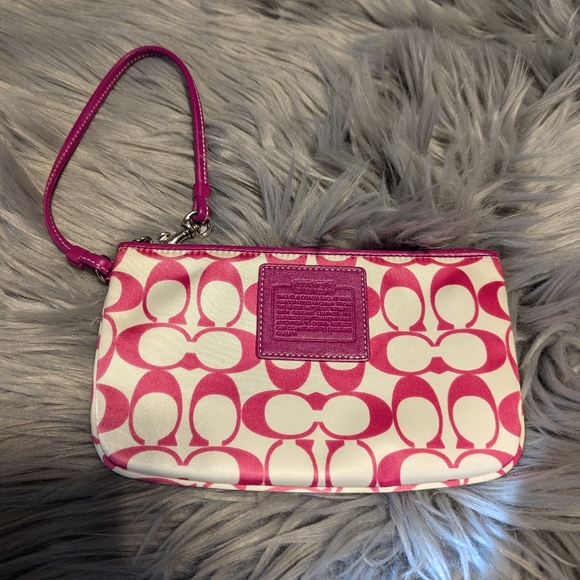 Handbags - Pink and White Coach Wristlet